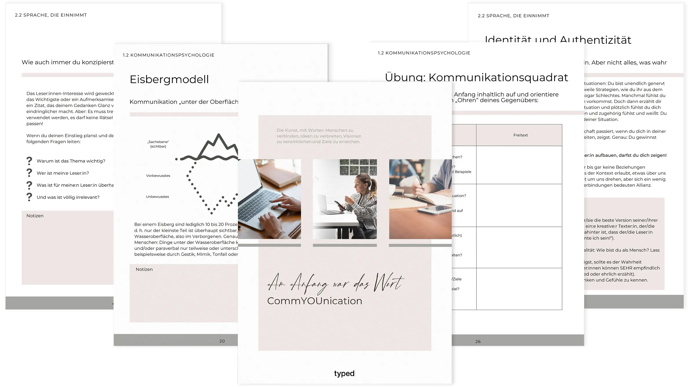 CommYOUnication Kursinhalte: 5 Videos über überzeugende Kommunikation und 70-seitiges Workbook